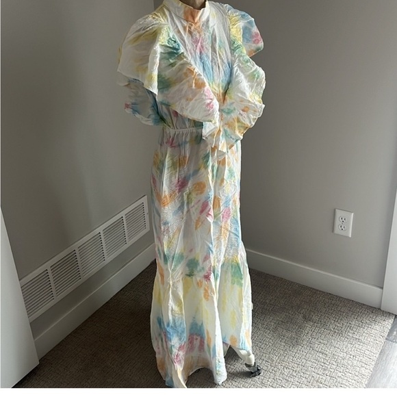 Young Fabulous & Broke Tie Dye Ruffle Mock Neck Maxi Dress Size SMALL NWT - Picture 5 of 6